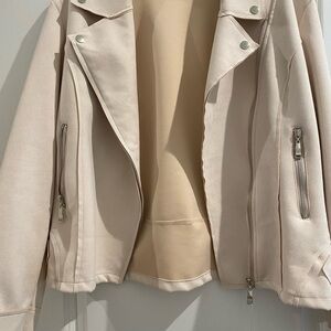 Chic Cream Leather Jacket for Women